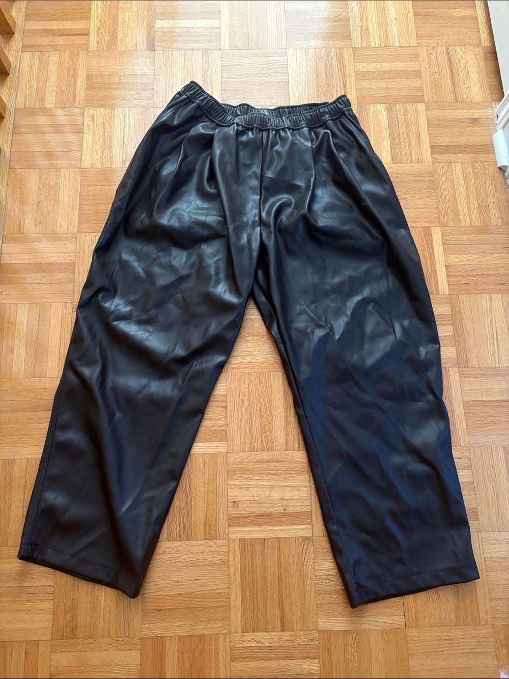 Brown Faux Leather Relaxed Fit Pants